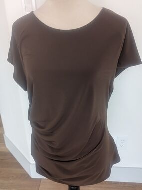 Calvin Klein Brown Short-Sleeve Draped Front Tee